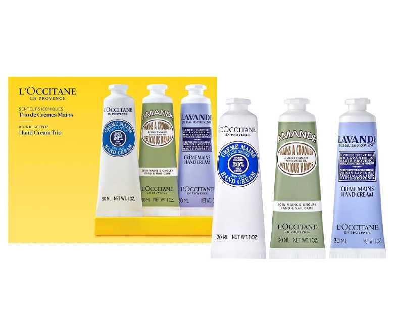 L’Occitane Hand Cream Classics 3-Piece Gift Set, Moisturizing Skincare Trio, Nourishing Creams for Dry Hands, Nails, and Cuticles, Travel-Sized, Vegan