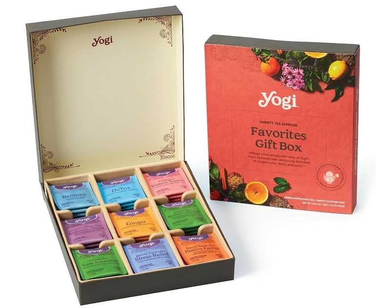 Yogi Organic Tea Sampler Gift Box (45 Tea Bags) Assorted Delicious Wellness Blends - 9 Favorite Herbal, Green & Black Varieties
