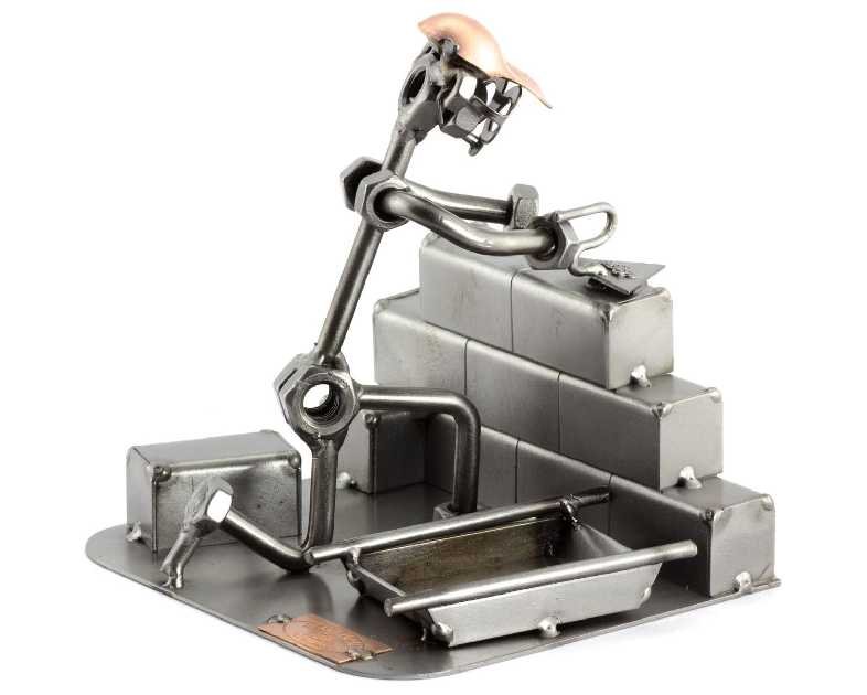 Bricklayer Sculpture Nuts and Bolts Handmade Ornaments Made in Germany Metal Figurine