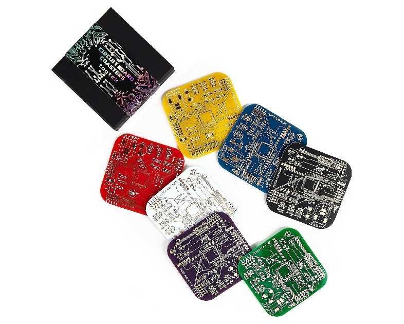 Coasters for Drinks Circuit Board Coasters 7 Colors PCB Mat Decor White Elephant Gifts for Adults Coffee Table Bar Office Funny Coaster for Gamer Geek Nerd Engineer Dad Novelty Gifts