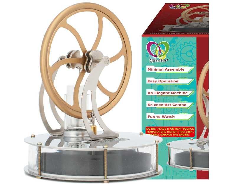 DjuiinoStar Most Classical Low Temperature Stirling Engine, Unique Coffee Timer, Best Gift Option, Educational Toy, Steam Engine Model DLTD-303