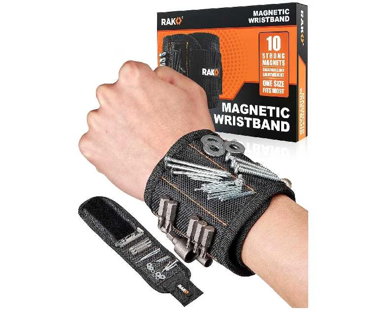 RAK Magnetic Wristband for Holding Screws, Nails, Drill Bits for Men - Premium Nylon with Lightweight Powerful Magnets, Magnetic Wristband for Tools, Gifts for Dad, Husband, Grandpa, Handyman