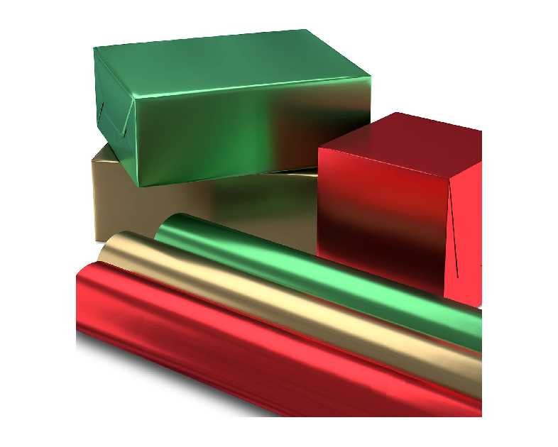 Hallmark Christmas Wrapping Paper Rolls - Solid Red, Green, Gold Metallic Foil Gift Wrap Paper (Set of 3 Rolls: 60 sq. ft. ttl.) for Holiday Parties, Hanukkah, Winter Weddings