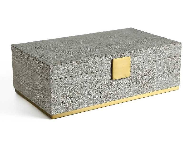 WV Ivory Shagreen Large Decorative Box PU Leather Rectangular Storage Box for Shel Closet Storage Dresser Jewelry Box Men's &Women's Accessories Organizer (ivory, 14x8.3 inch)