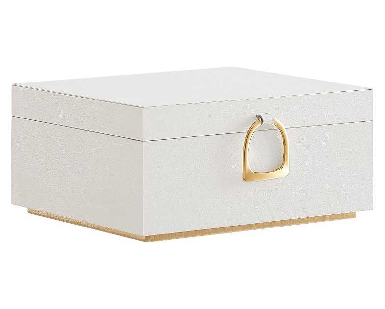 SONGMICS 2-Layer Jewelry Box, Jewelry Organizer with Handle, Removable Jewelry Tray, Jewelry Storage, Floating Effect, 8.1 x 9.4 x 4.3 Inches, Christmas Gift, White UJBC165W01