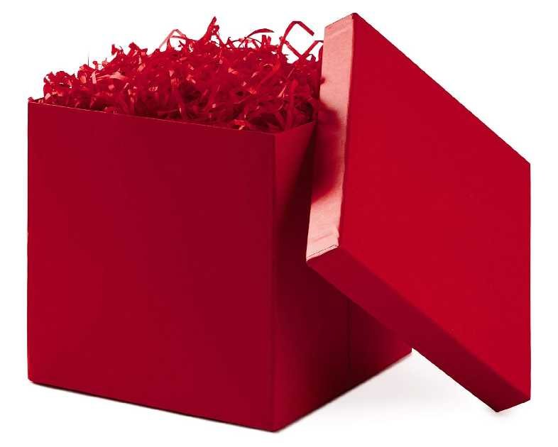 Hallmark Medium Gift Box with Lid and Shredded Paper Fill (Red 7 inch Box) for Birthdays, Graduations, Anniversaries, Christmas, Valentine's Day, All Occasion