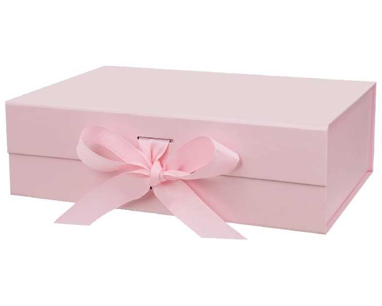 10.5"X7.5"X3.1" Pink Magnetic Gift Box with Lid and Ribbon for Presents