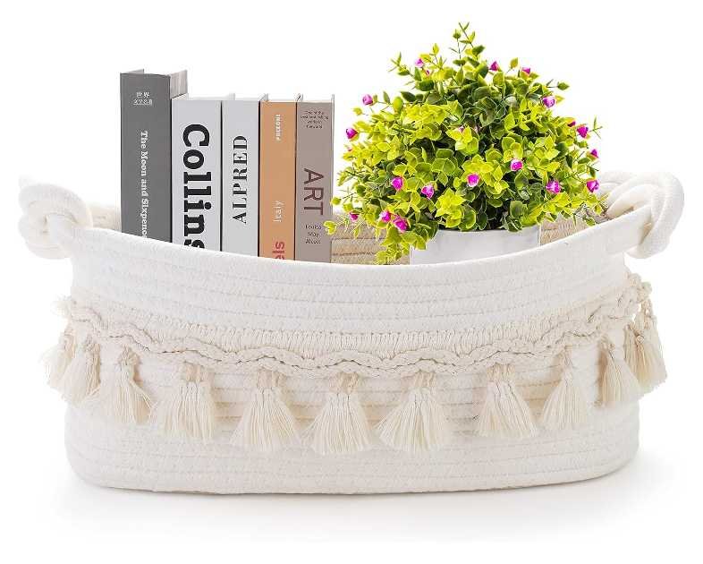 Small Basket for Gifts Empty, Woven Storage Cute Toilet Paper Storage Decorative Gift Basket Empty to Fill Baby Shower Nursery