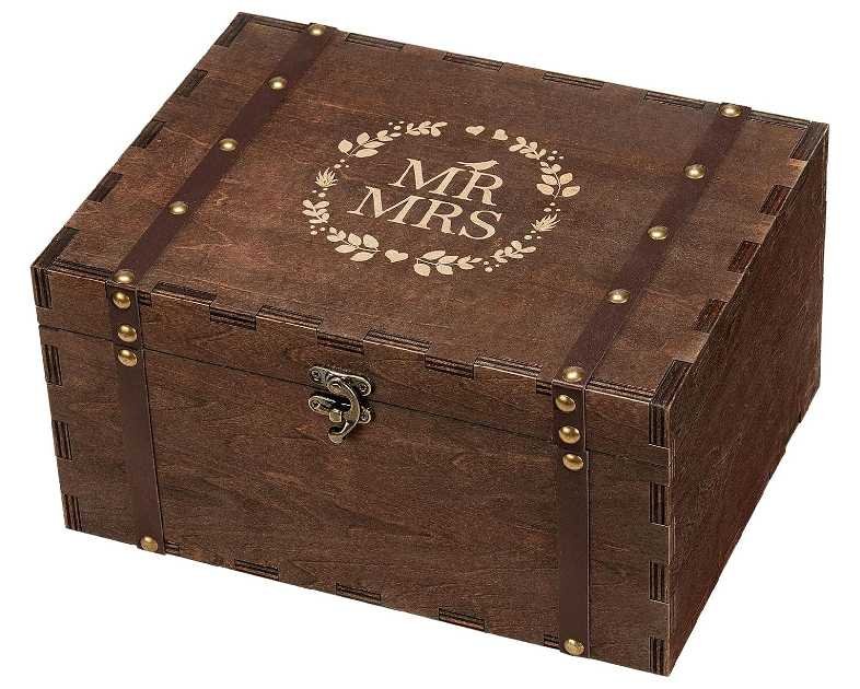 AW BRIDAL Large Mr and Mrs Wedding Keepsake Box with Lids, Engraved Wooden Storage and Decorative Box, Bridal Shower Gifts for Bride Bachelorette, Engagement Gift for Couples Newly Engaged