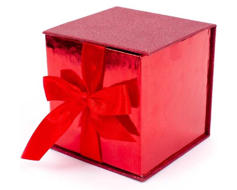 Hallmark Small Gift Box with Bow and Shredded Paper Fill (Red Signature 4 inch Gift Box with Glitter) for Birthdays, Graduations, Anniversaries, Christmas, Valentine's Day, All Occasion