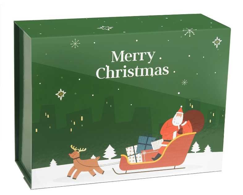 CHARMGIFTBOX Christmas Gift Boxes with Lids, 9x7x3.5 Inches Luxury Xmas Eve Gift Box, Collapsible Green Gift Boxes with Magnetic Closure for Presents Wrapping Gifts