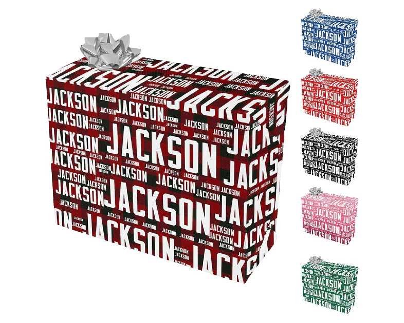 casecoco Custom Wrapping Paper with Name, Personalized Wrapping Papers Gift Wrap Paper Roll for Him Her Boys Girls Mom Dad Birthday Christmas Wrapping Paper Holiday Tissue Paper 58"x 23" Red Black Plaid