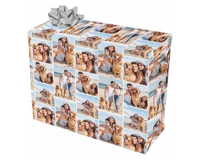 FunStudio Personalized Birthday Christmas Wrapping Paper Rolls Custom Photo Pictures Wrapping Paper Gift Wrap Paper for Wife Husband Boyfriend Girlfriend 58"x 23"