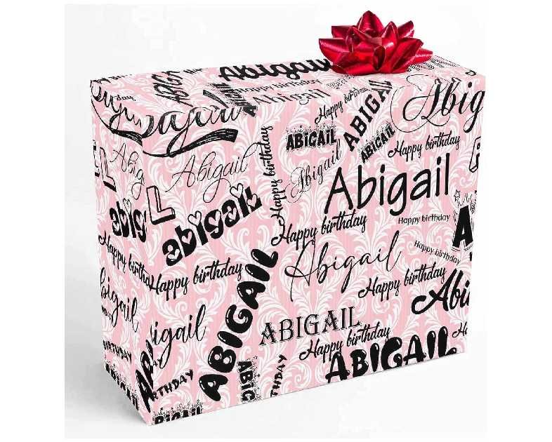 InterestPrint Personalized Name Gift Wrap Paper Custom Pink Birthday Wrapping Paper Roll Fashion Gift Paperfor Boys Girls Kids Baby Shower Birthday Anniversary 58x23 1 Roll