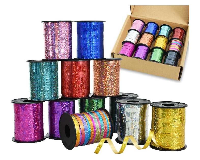 BEISHIDA 12 Assorted Colors Curling Ribbons Set,Rainbow Balloons Strings,1/5 ''Thin 264yds for Gift Wrapping Birthday Wedding Halloween Christmas Party Decoration (MIX-RIBBON-01)