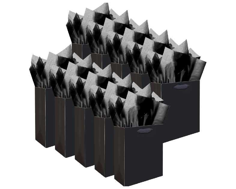 qiqee 10PCS Black Mini Gift Bags with Tissue Paper Handles 6.3"x4.7"x2.4" Small Size Present Party Favor （10pcs Bags,20pcs Tissue Paper ）