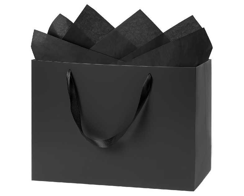 Shintop 3pcs Extra Large Black Gift Bags with Handles, 15.7 x 11.3 x 5.5 in Reusable Big Paper Present Bags with Tissue Paper for Men, Birthday, Business or Holiday Use
