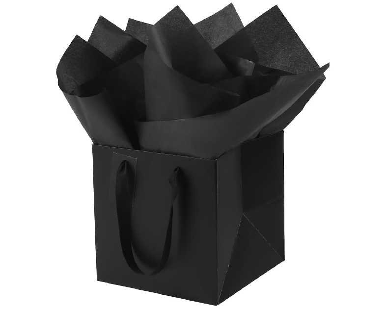 LFCXHTY 10 Pack Square Gift Bags with Tissue Paper Solid Medium Black Gift Bags with Handles for Party Favor Bag (10x10x10 In, Black)