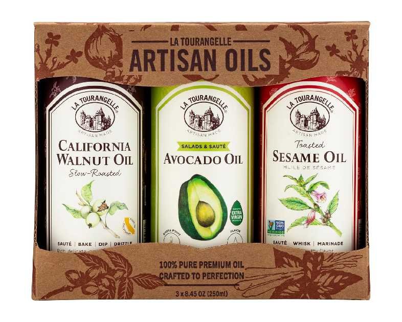 La Tourangelle, Favorites Trio of Oils - Roasted Walnut Oil, Avocado Oil, Toasted Sesame Oil, Gift Set, 8.45 fl oz (Set of 3)