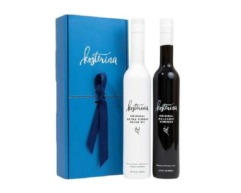 Kosterina Extra Virgin Olive Oil & Balsamic Vinegar Gift Set | Greek EVOO + Modena Balsamic | Polyphenol Rich Olive Oil from Koroneiki Olives | High Antioxidant Oil Gift Set (16.9 oz | Set of 2)