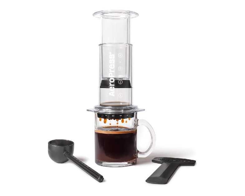AeroPress Clear Coffee Press - All-in-One French Press, Pour-Over & Espresso Style Manual Brewer, 2 Min Brew for Less Bitterness, More Flavor, Small Portable Coffee Maker, Travel & Camping