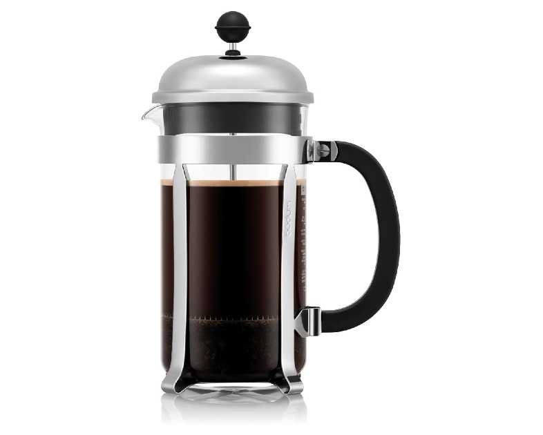 Bodum 34oz Chambord French Press Coffee Maker, High-Heat Borosilicate Glass, Polished Stainless Steel – Made in Portugal