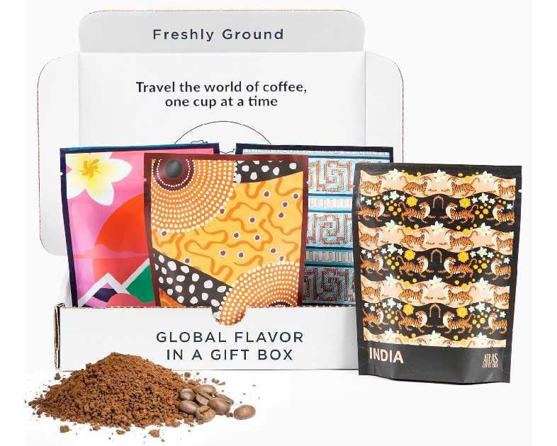 Atlas Coffee Club World of Coffee Discovery Set - Gourmet Coffee Gift Sampler - 4-Pack Variety Box of the World’s Best Single Origin Coffees - Freshly Ground Coffee