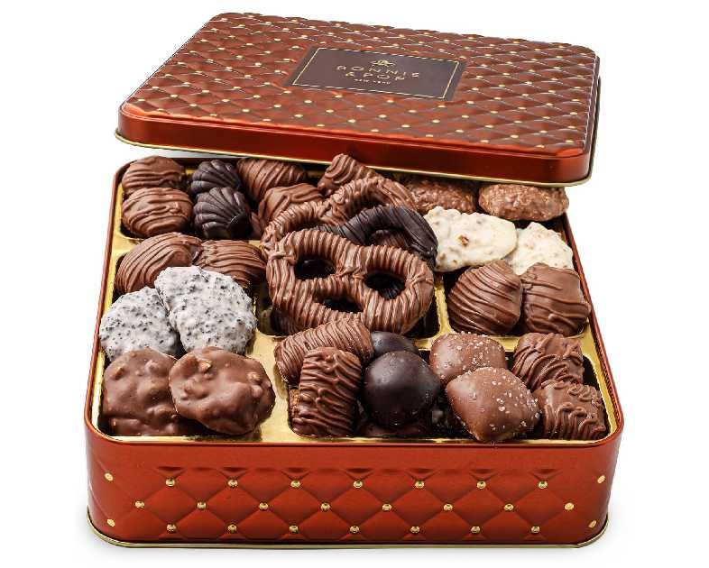 Chocolate Gift Basket, Candy Food Gifts Arrangement Platter, Gourmet Snack Box, Thanksgiving, Christmas, Holiday Present Idea, Corporate Him & Her, Men Women Sympathy Family Parties & Get Well- Bonnie & Pop