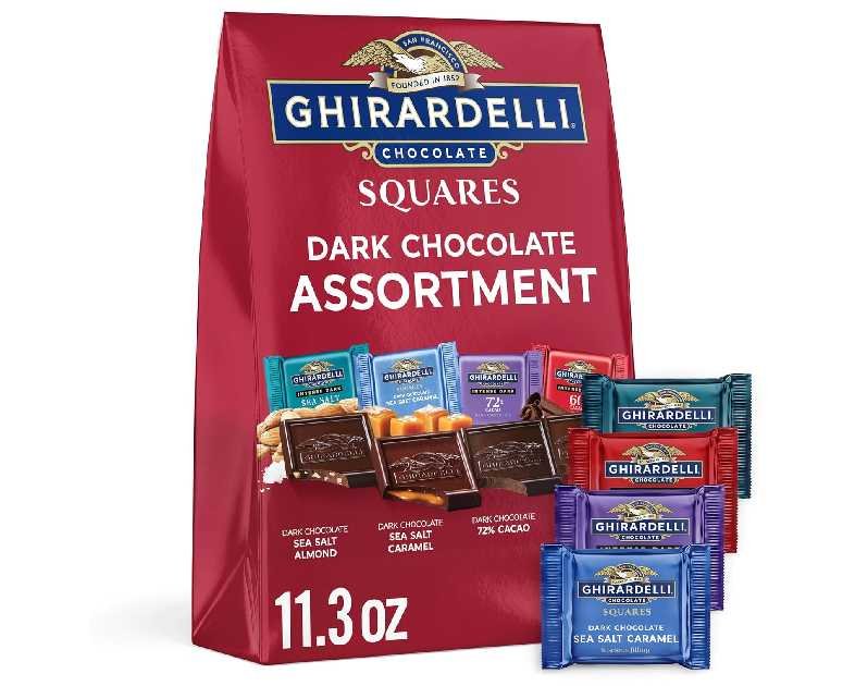 GHIRARDELLI Dark Chocolate SQUARES Assortment, 11.3 oz Bag Premium Assorted Dark Chocolate Candy Individually Wrapped
