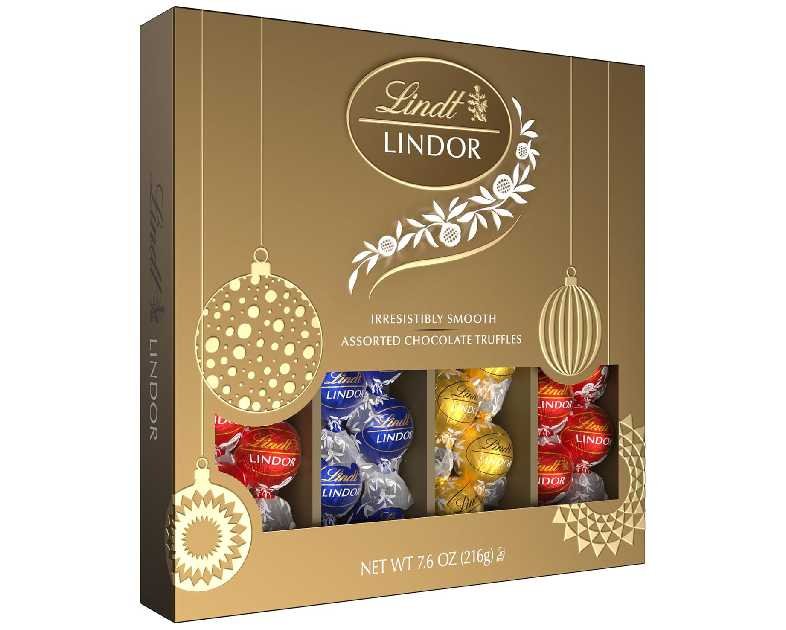 Lindt LINDOR Assorted Chocolate Candy Truffles Modern Gift Box, Assorted Chocolate Candy with Smooth, Melting Truffle Center, 7.6 oz.