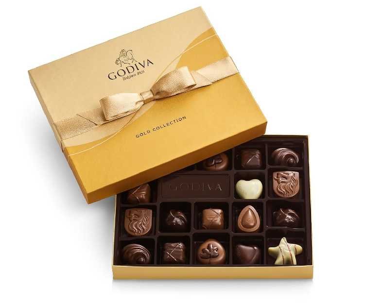 Godiva Chocolatier Gold Ribbon 18-Piece Assorted Chocolate Gift Box – Gourmet Chocolate Candy Variety Pack – Dark Caramel, Milk Chocolate, Nuts– Gift Basket for Birthday, Anniversary, Congratulations