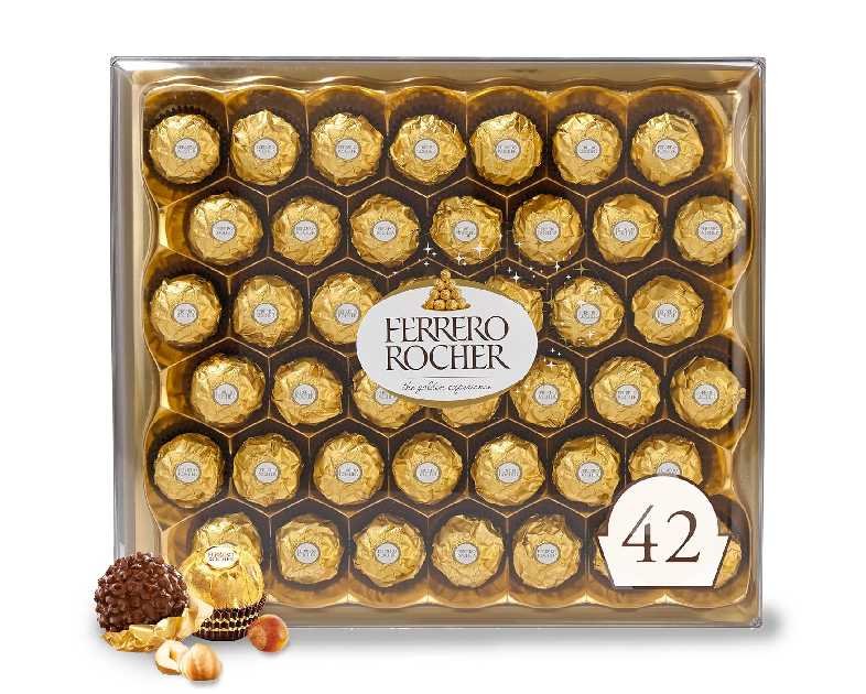 Ferrero Rocher, 42 Count, Premium Milk Chocolate Hazelnut, Chocolates for Gifting, 18.5 oz