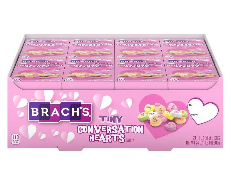 Brach's Valentine's Day Tiny Conversation Hearts, Friendship Exchange, 1 oz Boxes, 24 Ct