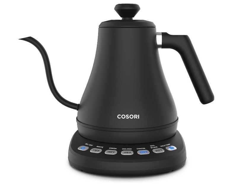 COSORI Electric Gooseneck Kettle with 5 Temperature Control Presets, Pour Over Kettle for Coffee & Tea, Hot Water Boiler, 100% Stainless Steel Inner Lid & Bottom, 1200W/0.8L
