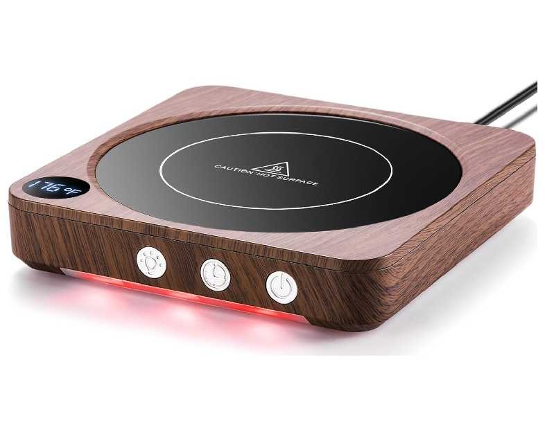 Mug Warmer - 36W Coffee Mug Warmer for Desk with Temperature Display, 2-12Hrs Auto Shut Off, Smart Candle Warmer - Ideal Coffee Gifts Accessories Keep Beverages Coffee Warmer (Wood) (Wood)