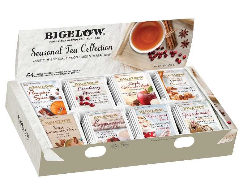 Bigelow Tea Seasonal Tea Collection, Caffeine Tea Variety Pack Gift Sampler, Holiday Tea Gift Set, 64 Count Box (Pack of 1), 64 Tea Bags Total