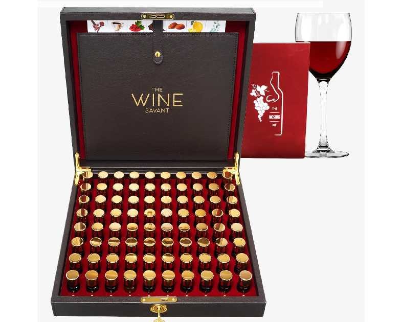 Wine Aroma Kit, Tasting & Smelling Aroma Set For Both White & Red Wines, 80 Aromas, Training Educational Gift - Beginners & Sommelier Master, Book & Accessories Guide Included Wine Game Gifts Holiday