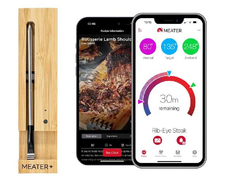 MEATER Plus: Smart Bluetooth Wireless Meat Thermometer Digital | BBQ, Grill, Oven, Smoker, Air Fryer, Kitchen | Perfect for Steak, Chicken, Turkey, and More | Delicious Recipes in App