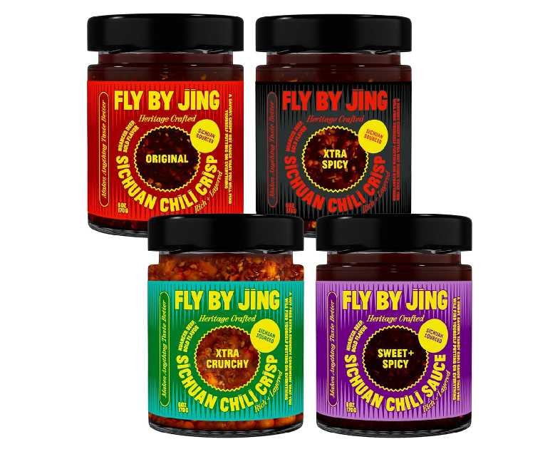FLYBYJING Chili Crisp Bundle: Four Premium Chili Sauces Good on Noodles, Proteins, Veggies & Everything - Spicy, Savory, Cruncy Vegan Hot Sauces, Great Gift for Foodies 6oz (Pack of 4)