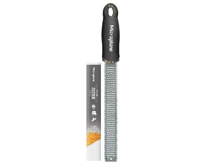 Microplane Premium Classic Series Zester 18/8, Black - Lemon Zester & Cheese Grater & Vegetable Grater - Citrus, Parmesan Cheese, Garlic, Ginger, Nutmeg, Chocolate - Stainless Steel Grater