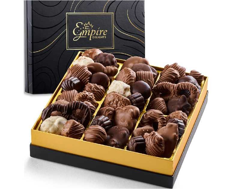 Chocolate Gift Box with Assorted Gourmet Chocolates - Food Gift Basket for Women and Men - Birthday, Thank You, Present idea for Him and Her