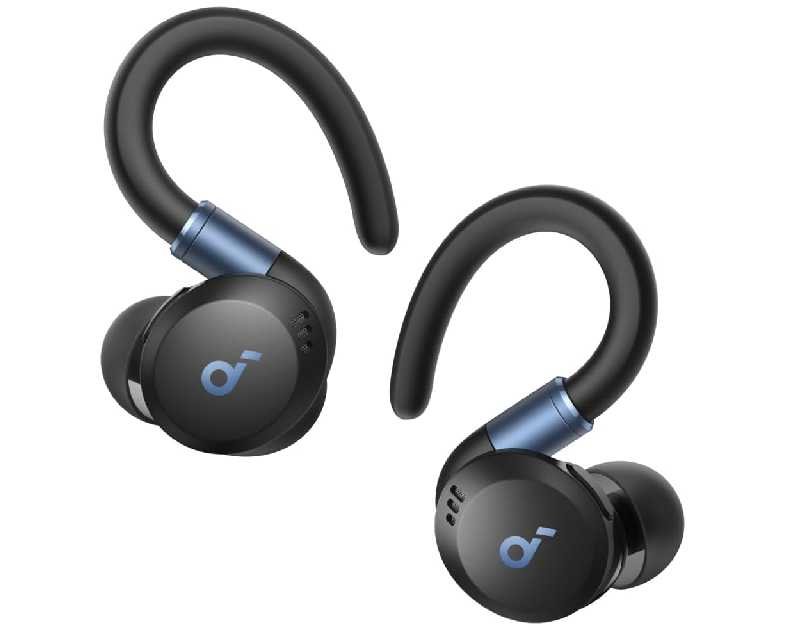 Soundcore Sport X20 by Anker, True-Wireless Workout Earbuds, Rotatable and Extendable Ear Hooks, Noise Cancelling, Deep Bass, IP68 Waterproof, Sweatproof, Dustproof, 48H Play, Sport Earbuds for Gym