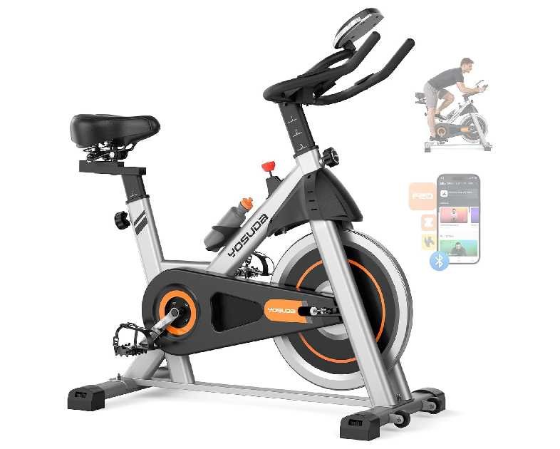 YOSUDA Exercise Bike, Brake Pad Stationary Bike for Home with Exclusive App, Magnetic Indoor Cycling Bike with 300 lb Weight Capacity, Low Noise, Tablet Holder and Fitness Courses for Weight Loss