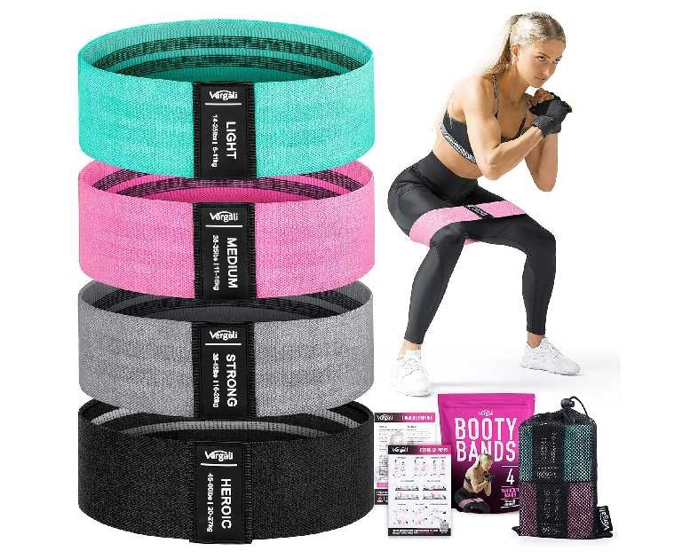 Resistance Bands for Working Out with Workout Bands Guide. 4 Booty Bands for Women Men Fabric Elastic Bands for Exercise Bands Resistance Bands for Legs Bands for Working Out Hip Thigh Glute Bands Set