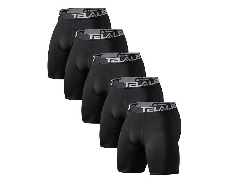 TELALEO 6 or 5 Pack Compression Shorts for Men Spandex Sport Shorts Athletic Workout Running Performance Baselayer Underwear