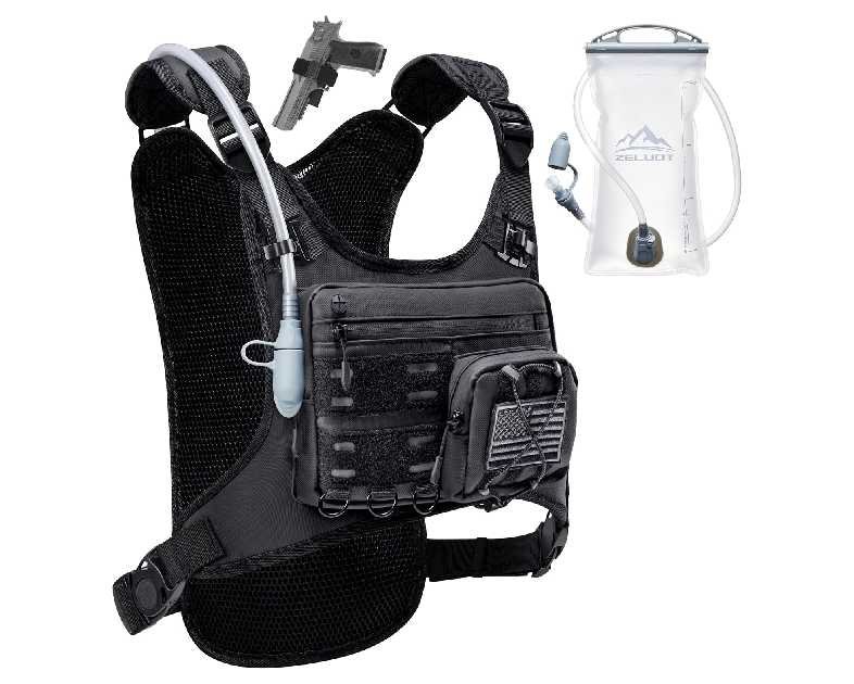 Running Vest with 2L Water Bladder, Hydration Pack, USA Original Patent, Lightweight Hydration Backpack with Gear Holder, Reflective Chest Pack for Men Women for Marathon