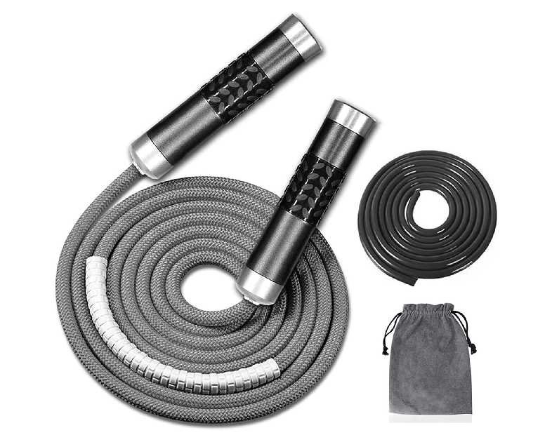 Redify Weighted Jump Rope for Workout Fitness(1LB), Tangle-Free Ball Bearing Rapid Speed Skipping Rope for MMA Boxing Weight-loss,Aluminum Handle Adjustable Length 9MM Fabric Cotton+9MM Solid PVC Rope