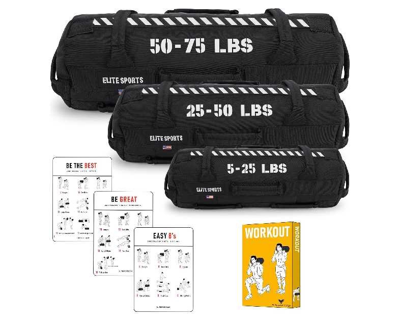Elite Sports Workout Sandbag for Versatile, Intensive Core Muscles Fitness, Strength Training with Strategic Handle Placement (Unfilled)