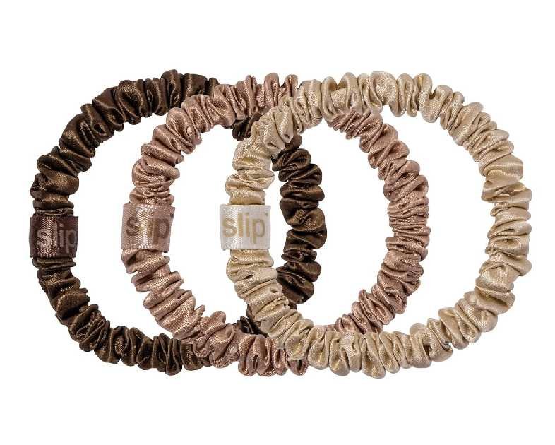 SLIP Amazon Exclusive Skinny Scrunchies: Anti-Crease, Anti-Breakage Slipsilk™ Design Protects Delicate Hair | Includes 3 Pure Silk Scrunchies, Basics