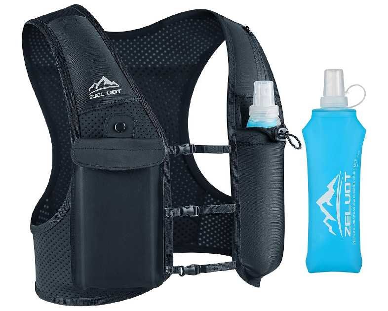 Running Vest for Women Men, USA Original Patent, Adjustable Chest Straps Running Hydration Vest with 500ml Soft Flask, Lightweight Reflective Hydration Backpack for Marathon